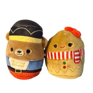 Squishmallow GINA Gingerbread Girl Plush 4" Nutcracker 5” Dog Toy Squeaker Lot